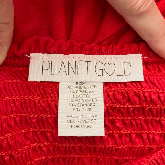 Women’s Planet Gold size small super soft red dress with ruched top and sleeves - Picture 4 of 7